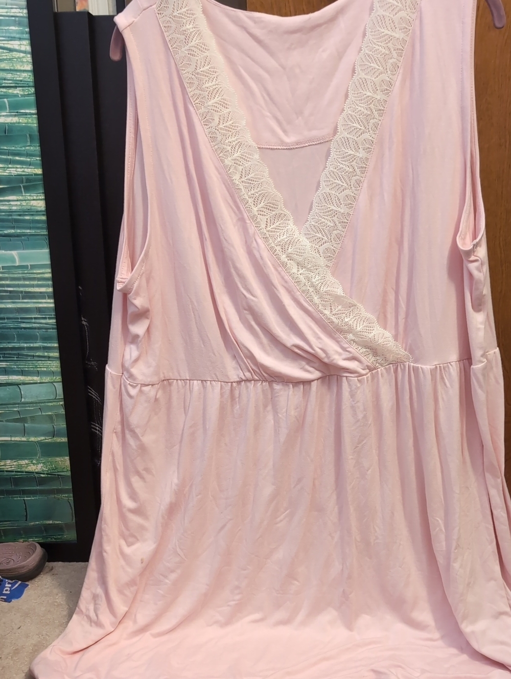Women's Pink Lace-Trim Short Sleep Dress
